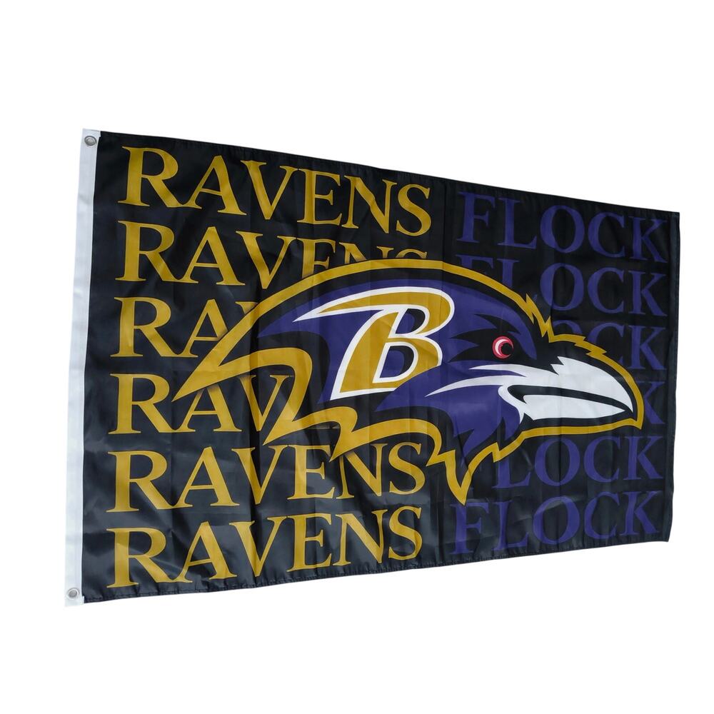 Baltimore Ravens Flag 3 by 5 Feet RAVENS FLOCK Brand New with Grommets